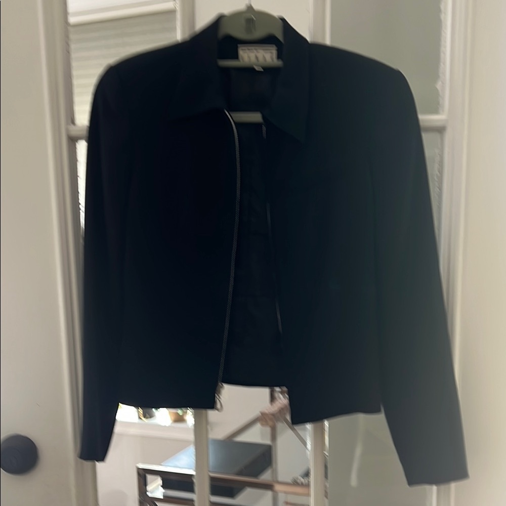 Kenar Black Blazer Structured Collarless Suit Jacket